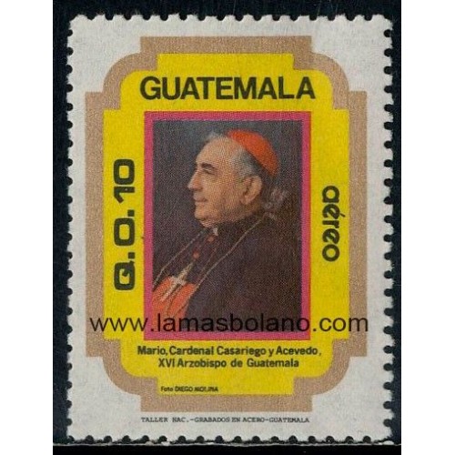 SELLOS GUATEMALA 1984 - FALLECIMIENTO DEL CARDENAL MARIO CASARIEGO Y ACEVEDO I ANIVERSARIO - 1 VALOR - AEREO