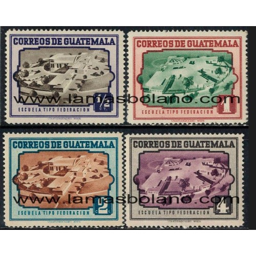 SELLOS GUATEMALA 1951 - A FAVOR DEL DESARROLLO DE LAS ESCUELAS - 4 VALOS FIJASELLO - CORREO