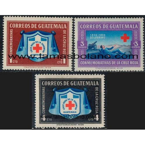 SELLOS GUATEMALA 1960 - CRUZ ROJA DE LA JUVENTUD - 3 VALORES - CORREO