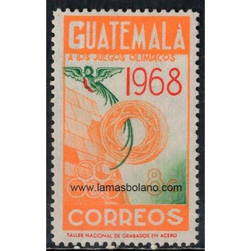 SELLOS GUATEMALA 1968-71 - JUEGOS OLIMPICOS DE MEXICO -1 VALOR - CORREO