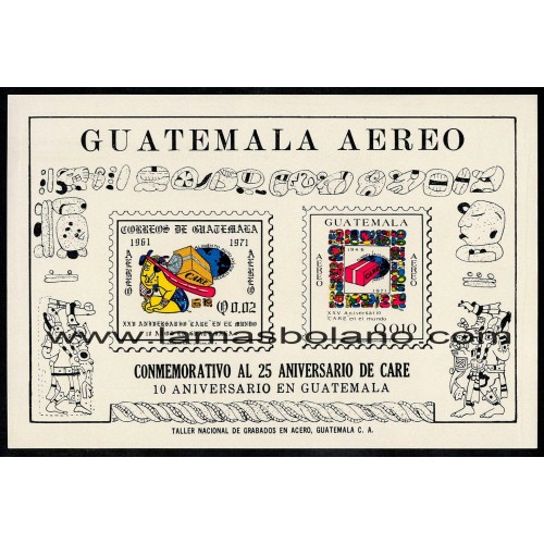 SELLOS GUATEMALA 1973 - 25 ANIVERSARIO DE CARE - HOJITA BLOQUE SIN DENTAR