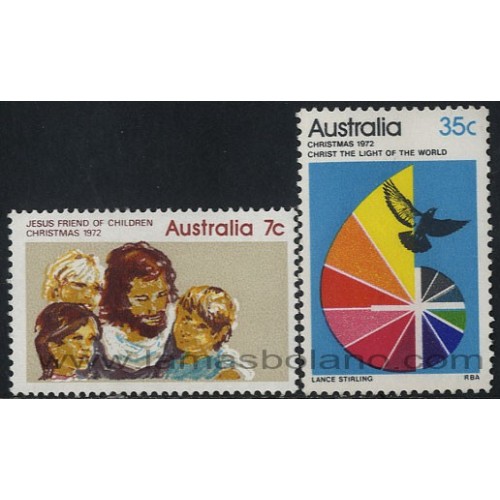 SELLOS DE AUSTRALIA 1972 - NAVIDAD - 2 VALORES - CORREO