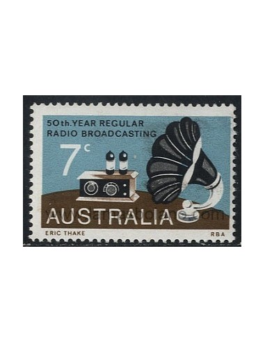 SELLOS DE AUSTRALIA 1973 - RADIO AUSTRALIANA 50 ANIVERSARIO - 1 VALOR - CORREO