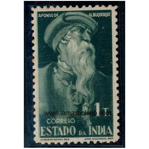 SELLOS INDIA PORTUGUESA 1946 - ALFONSO DE ALBUQUERQUE - 1 VALOR FIJASELLO - CORREO