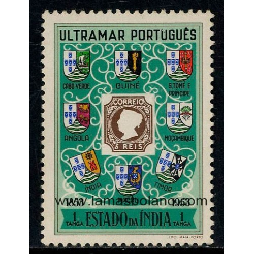 SELLOS INDIA PORTUGUESA 1953 - CENTENARIO DEL SELLO PORTUGUES - 1 VALOR FIJASELLO - CORREO