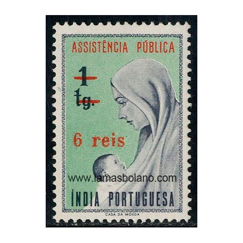 SELLOS INDIA PORTUGUESA 1958 - ASISTENCIA PUBLICA - 1 VALOR SOBRECARGADO - CORREO