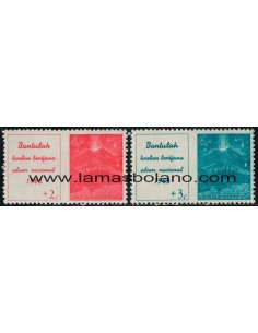 SELLOS INDONESIA 1963 - A BENEFICIO DE LAS VICTIMAS DE CALAMIDADES - 2 VALORES - CORREO