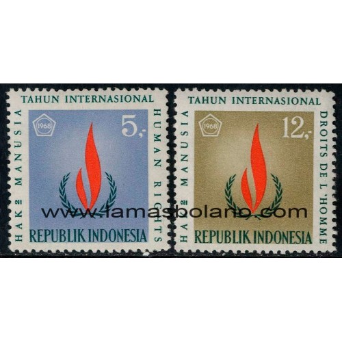 SELLOS INDONESIA 1968 AÑO INTERNACIONAL DE LOS DERECHOS HUMANOS - 2 VALORES - CORREO
