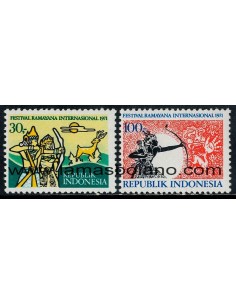 SELLOS INDONESIA 1971 FESTIVAL INTERNACIONAL DE RAMAYANA - 2 VALORES - CORREO
