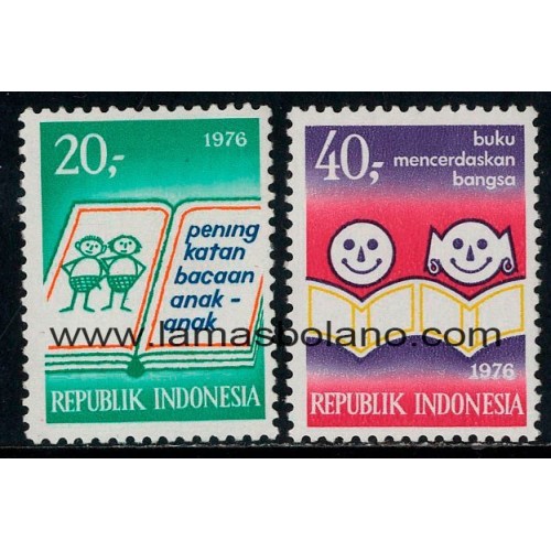 SELLOS INDONESIA 1976 MEJORA DE LOS LIBROS INFANTILES - 2 VALORES - CORREO