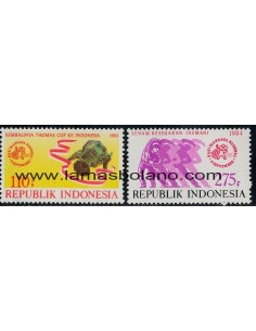 SELLOS INDONESIA 1984 JORNADA NACIONAL DEL DEPORTE - 2 VALORES - CORREO