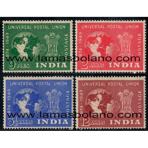 SELLOS INDIA 1949 - UPU 75 ANIVERSARIO - 2 VALORES FIJASELLO