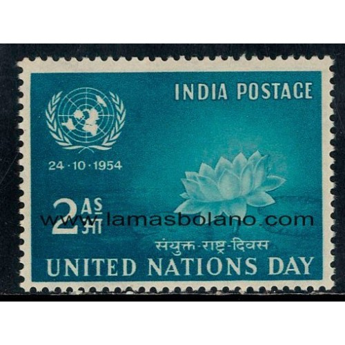 SELLOS INDIA 1954 - JORNADA DE LAS NACIONES UNIDAS - 1 VALOR FIJASELLO - CORREO