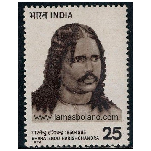 SELLOS INDIA 1976 - HOMENAJE AL ESCRITOR BHARATENDU HARISHCHANDRA - 1 VALOR - CORREO