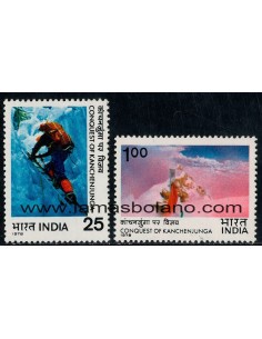 SELLOS INDIA 1978 - CONQUISTA DEL MONTE KANGCHENJUNGA 31 MAYO 1977 - 2 VALORES - CORREO