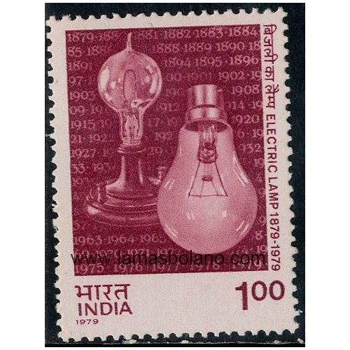 SELLOS INDIA 179 - INVENCION DE LA LAMPARA INCANDESCENTE POR THOMAS EDISON CENTENARIO - 1 VALOR - CORREO