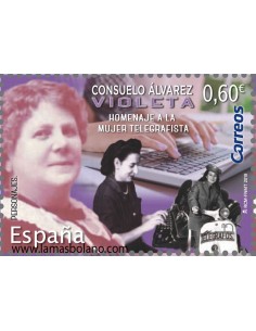 SELLOS ESPAÑA 2019 CONSUELO ALVAREZ VIOLETA HOMENAJE A LA MUJER TELEGRAFISTA - 1 VALOR - CORREO