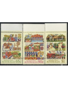SELLOS DE AUSTRALIA 1987 - AGRICULTURA AUSTRALIANA - 3 VALORES - CORREO
