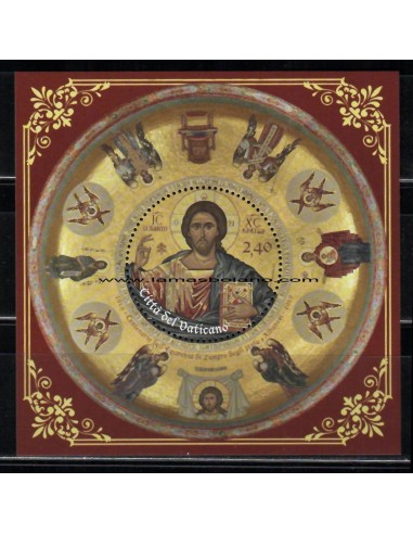 SELLOS VATICANO 2018 - EPARCHIA DI LUNGRO - 1 VALOR CIRCULAR EMITIDO EN HOJITA BLOQUE 