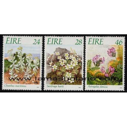 SELLOS IRLANDA 1988 ESPECIES VEGETALES EN PELIGRO DE EXTINCION - 3 VALORES - CORREO