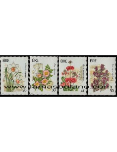 SELLOS IRLANDA 1990 FLORES DE JARDINES IRLANDESES - 4 VALORES - CORREO