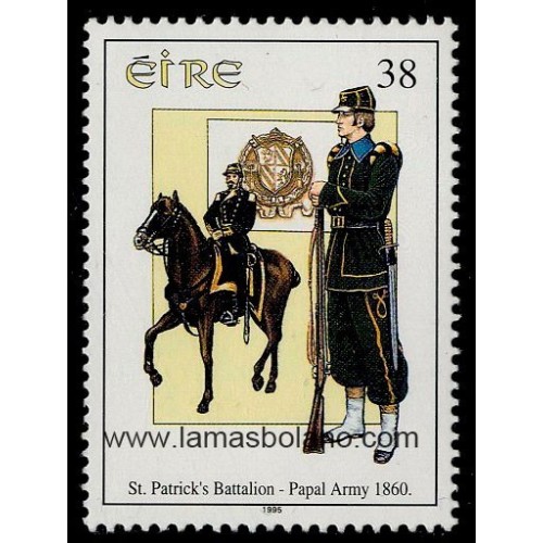 SELLOS IRLANDA 1995 BATALLON ST. PATRICK EJERCITO PAPAL 1860 - 1 VALOR - CORREO