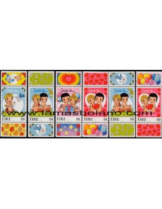 SELLOS IRLANDA 1998 SELLOS DE DESEOS - 6 VALORES BORDE DE HOJA - CORREO