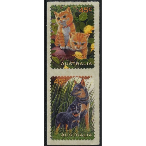 SELLOS DE AUSTRALIA 1996 - ANIMALES DE COMPAÑIA - 2 VALORES AUTOADHESIVOS - CORREO