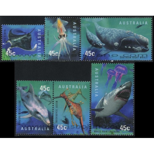 SELLOS DE AUSTRALIA 1998 - EL OCEANO Y SU FAUNA MARINA - 6 VALORES - CORREO