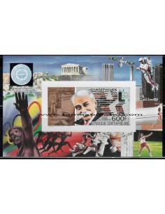 SELLOS CENTROAFRICA 1985 - OLYMPHILEX'85 - HOJITA BLOQUE SIN DENTAR 