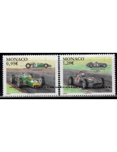 SELLOS MONACO 2018 - COCHES DE CARRERAS MÍTICAS - 2 VALORES - CORREO