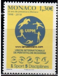 SELLOS MONACO 2018 - PENTATHLON MODERNO - 1 VALOR - CORREO