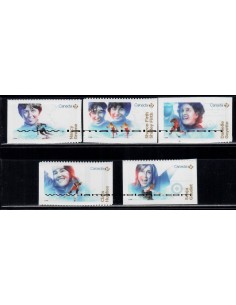 SELLOS CANADA 2018 - MUJERES CAMPEONAS DE DEPORTES DE INVIERNO - 5 VALORES AUTOADHESIVOS - CORREO
