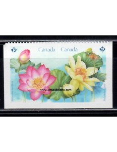 SELLOS CANADA 2018 - FLOR LOTUS - 2 VALORES AUTOADHESIVOS PROCEDENTES DE CARNET - CORREO