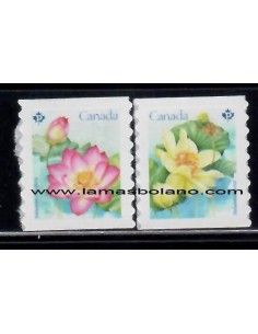 SELLOS CANADA 2018 - FLOR LOTUS - 2 VALORES AUTOADHESIVOS - CORREO