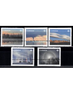 SELLOS CANADA 2018 - FENÓMENOS METEOROLÓGICOS - 5 VALORES AUTOADHESIVOS - CORREO