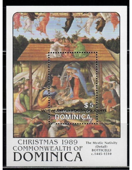 SELLOS DOMINICA 1989 - NAVIDAD - HOJITA BLOQUE DENTADA