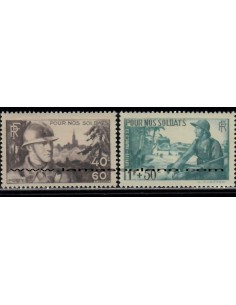 SELLOS FRANCIA 1940 - PARA NUESTROS SOLDADOS - 2 VALORES ** - CORREO