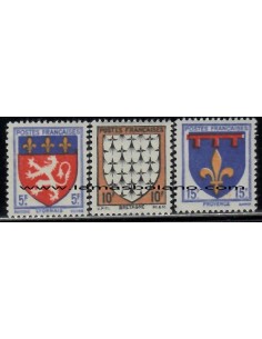 SELLOS FRANCIA 1943 - ESCUDOS DE PROVINCIAS - 3 VALORES **  CORREO