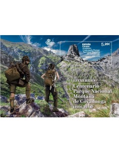 SELLOS ESPAÑA 2019 PARQUE NACIONAL MONTAÑA COVADONDA CENTENARIO - HOJITA BLOQUE