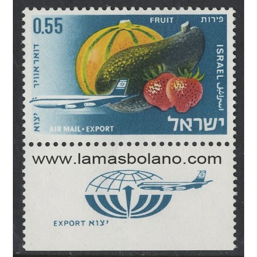 SELLOS ISRAEL 1968 EXPORTACIONES FRUTOS - 1 VALOR BANDELETA -AEREO