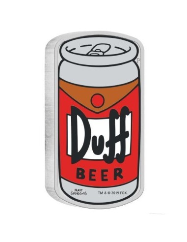 MONEDA TUVALU PLATA SIMPSONS CERVEZA DUFF A COLOR 2019 PROOF