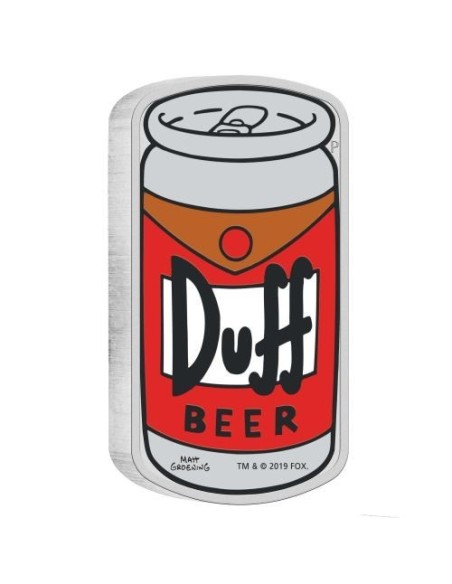 MONEDA TUVALU PLATA SIMPSONS CERVEZA DUFF A COLOR 2019 PROOF