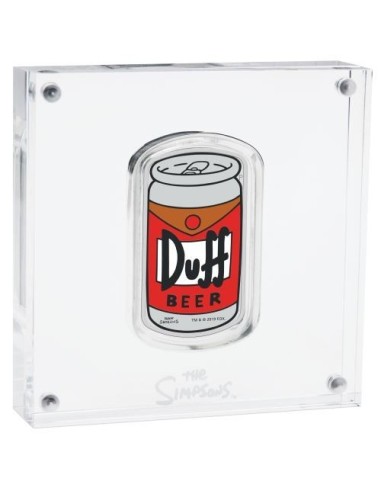 MONEDA TUVALU PLATA SIMPSONS CERVEZA DUFF A COLOR 2019 PROOF