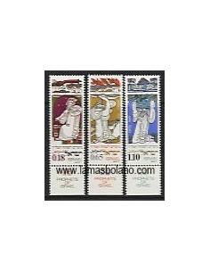 SELLOS ISRAEL 1973 AÑO NUEVO LOS PROFETAS - 3 VALORES - CORREO