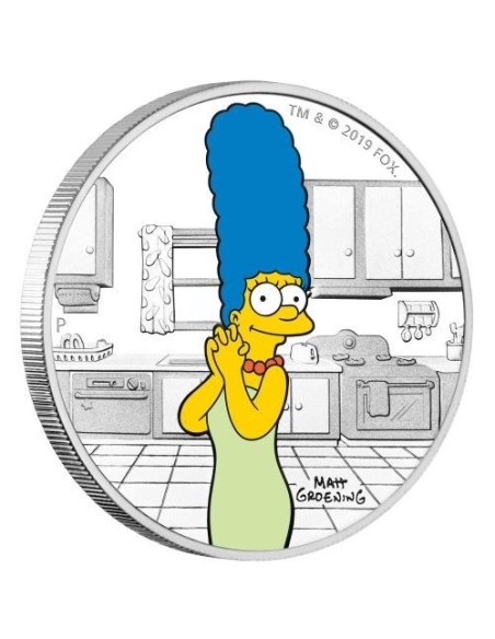 MONEDA TUVALU PLATA 2019 MARGE SIMPSONS CON COLOR PROOF