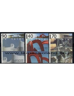 SELLOS ISRAEL 1995 ESCULTURA EXTERIOR - 3 VALORES CON BANDELETA - CORREO