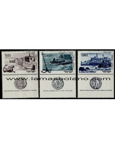 SELLOS ISRAEL 1967 ANTIGUOS PUERTOS - 3 VALORES CON BANDELETA - CORREO