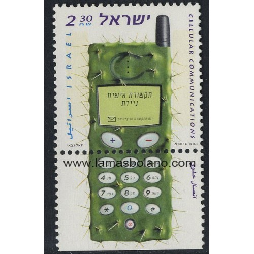 SELLOS ISRAEL 2000 JORNADA MUNDIAL DE LAS TELECOMUNICIONES - 1 VALOR CON BANDELETA - CORREO