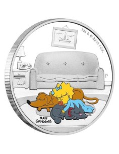 LOS SIMPSONS MAGGIE MONEDA PLATA A COLOR TUVALU 2019 PROOF